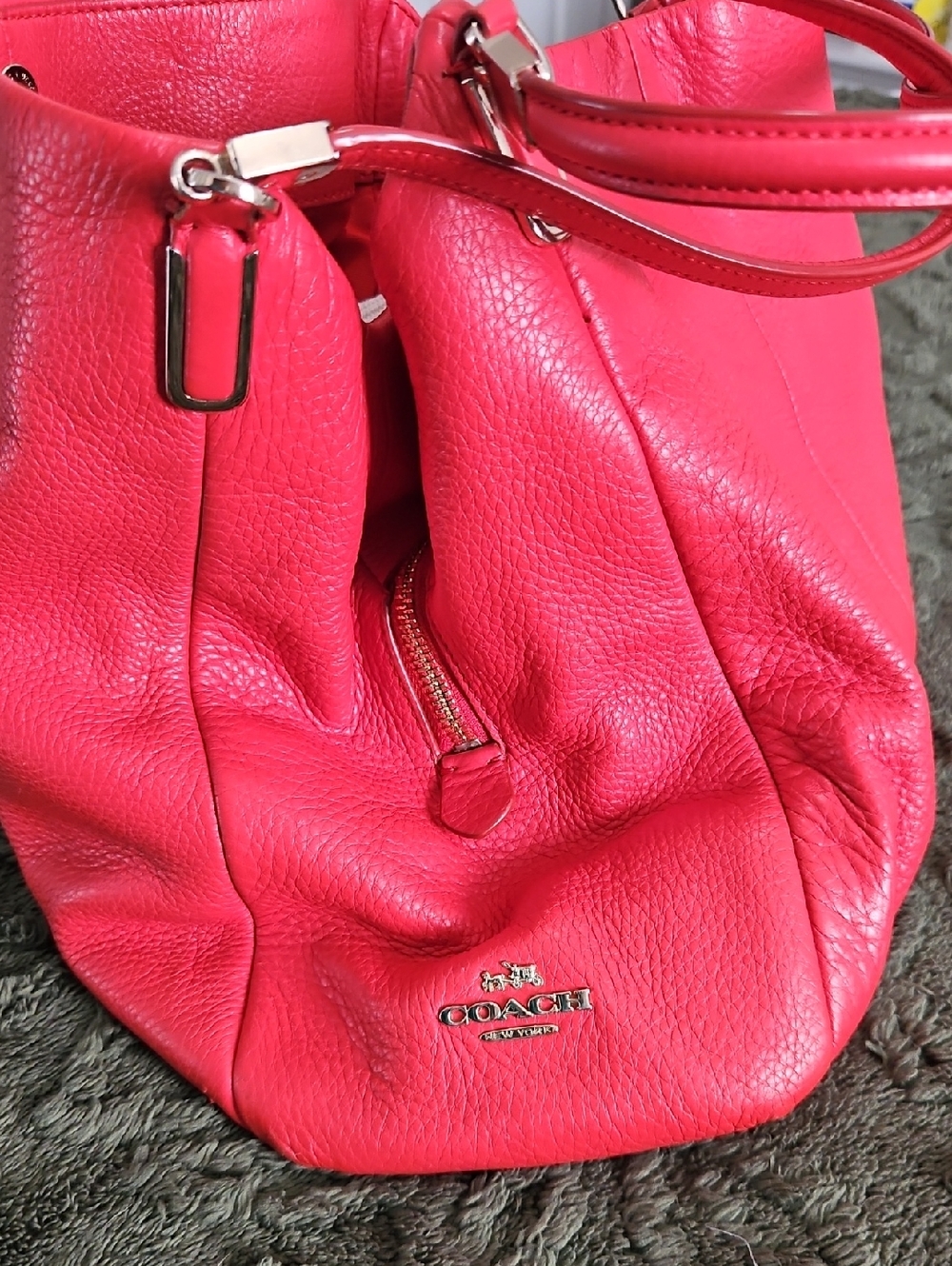 Coach Hot Pink Pebbled Leather Shoulder Bag